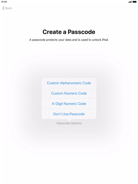 Follow the instructions on the screen to turn on use of lock code or press Don't Use Passcode. Follow the instructions on the screen to turn on use of lock code or press Don't Use Passcode.