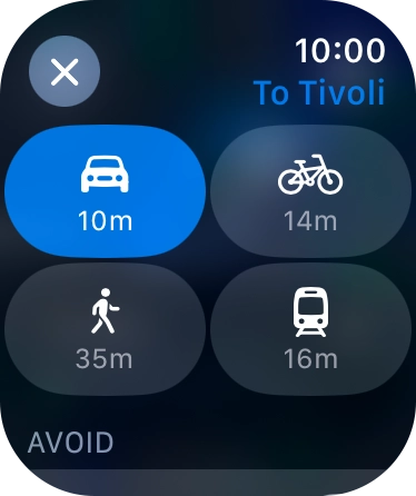 Press the required transport type. Press the required transport type.