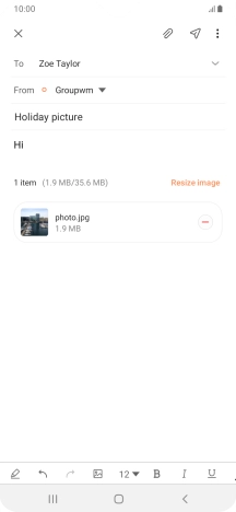 Press the send icon when you've finished your email message.