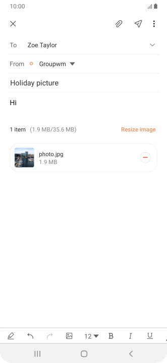 Press the send icon when you've finished your email message.