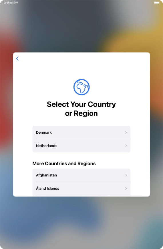 Press the required country or area.