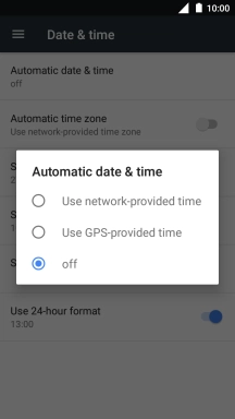 Press Use network-provided time to turn on the function.