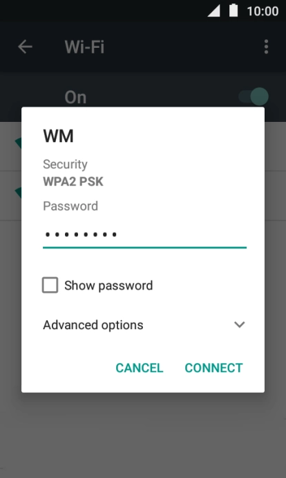 Key in the password for the Wi-Fi network and press CONNECT.