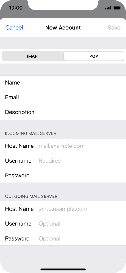 Press Host Name and key in the name of your email provider's incoming server.