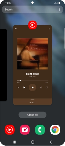 To end one running application, slide your finger upwards on the required application.