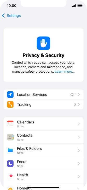 Press Location Services.