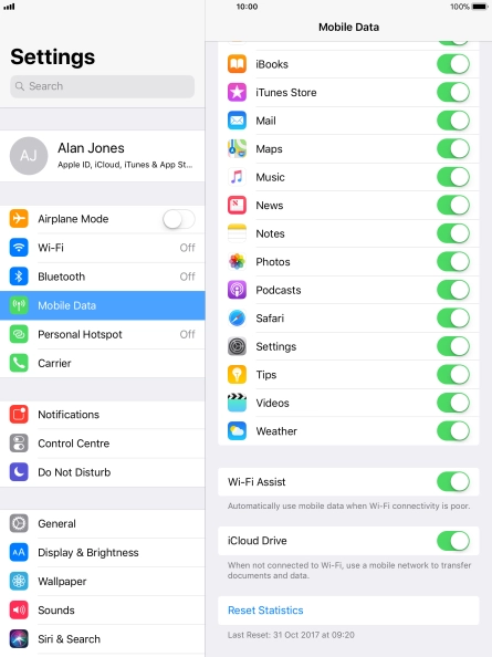 Press the indicator next to 