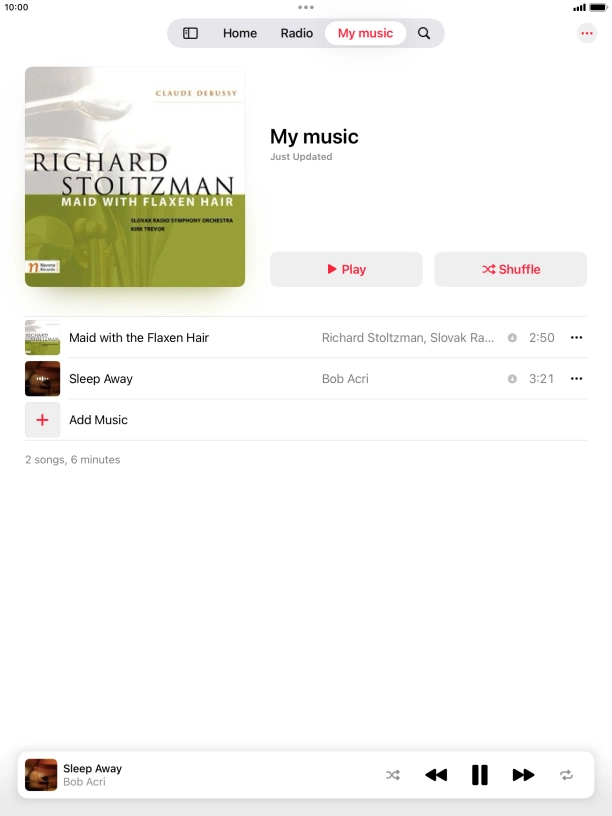 Press the song title. Press the song title.