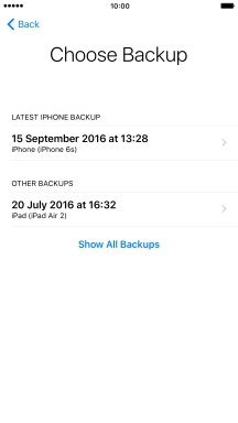 Press the required backup and your phone restores the contents of the selected backup. Follow the instructions on the screen to complete the activation.