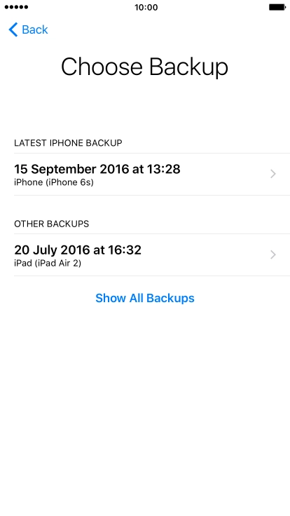 Press the required backup and your phone restores the contents of the selected backup. Follow the instructions on the screen to complete the activation.