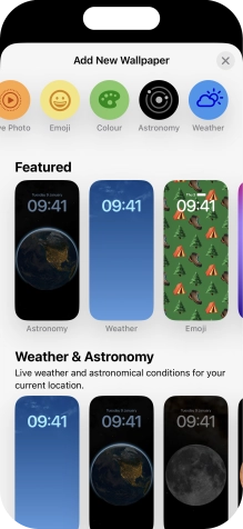Press the required category and follow the instructions on the screen to select the required background image.