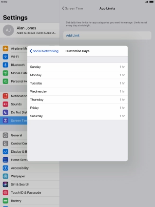 Press the required days.
