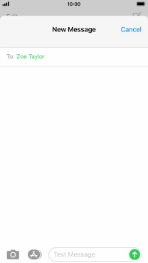 Press the text input field and write the text for your text message.