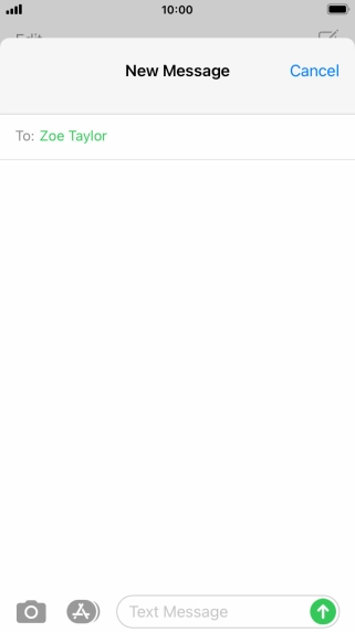Press the text input field and write the text for your text message.