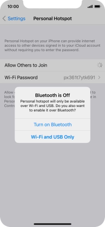 If Wi-Fi is turned on, press Wi-Fi and USB Only.