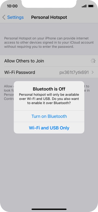 If Wi-Fi is turned on, press Wi-Fi and USB Only.