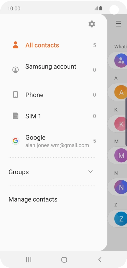 Press Manage contacts.