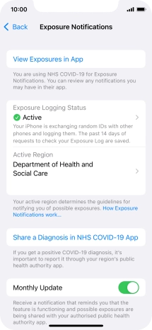 Press Exposure Logging Status.