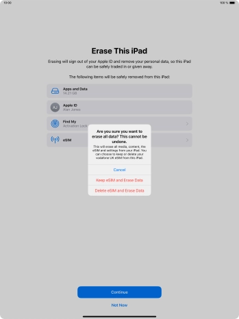Press the required setting.