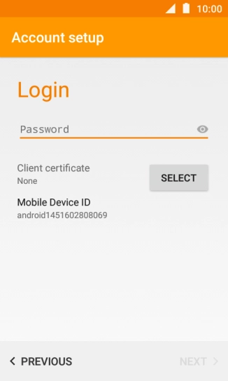 Press the text input field and key in the password for your email account.