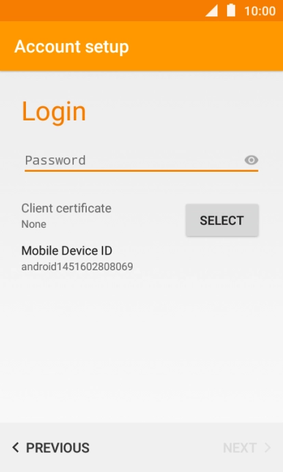 Press the text input field and key in the password for your email account.