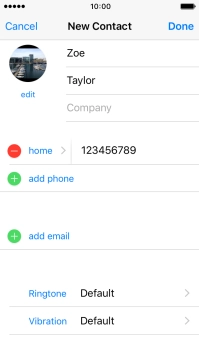 Press the field next to the phone number.