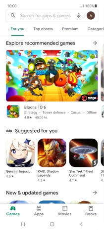 Press the search field.