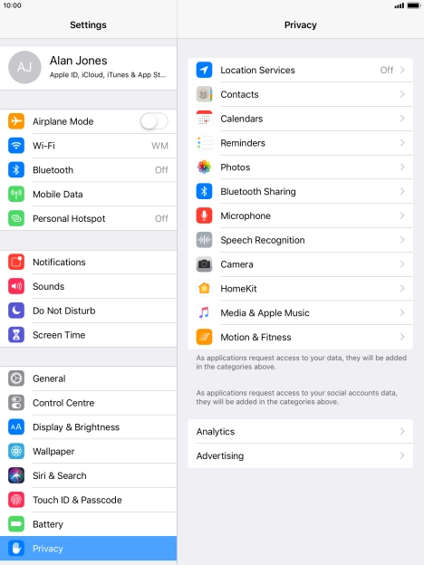 Press Location Services.