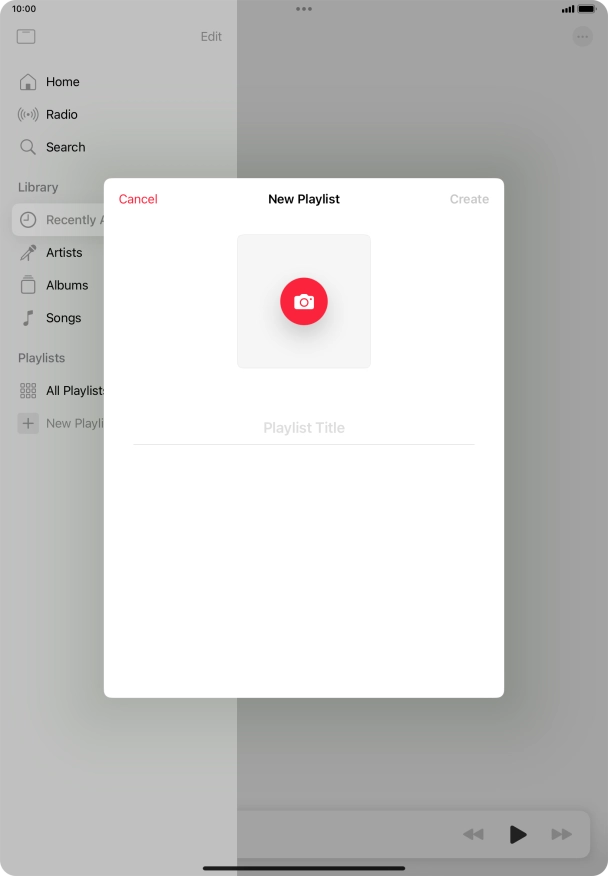 Press the text input field and key in a name for the playlist. Press the text input field and key in a name for the playlist.