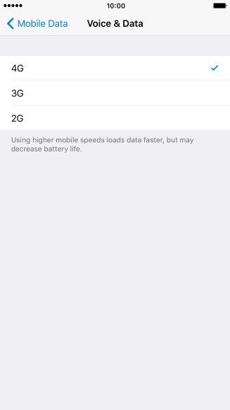 Press the required network mode.
