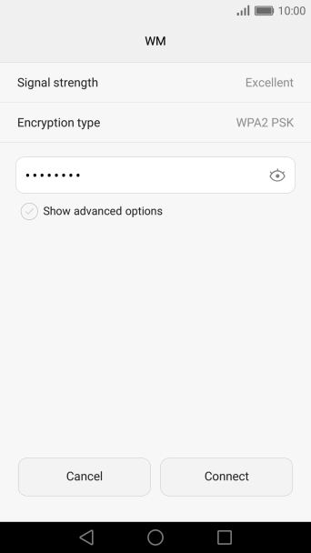 Key in the password for the Wi-Fi network and press Connect.