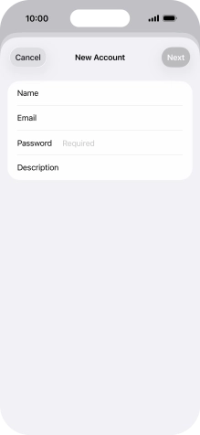 Press Password and key in the password for your email account. Press Password and key in the password for your email account.