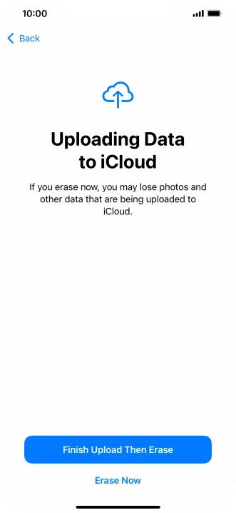 Press the required setting.