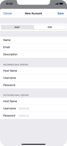 Press Username and key in the username for your email account. Please note that if you're using Vodafone's outgoing server, leave the username field empty.