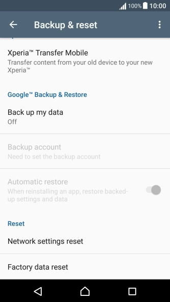 Press Factory data reset.