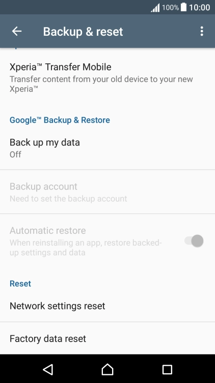 Press Factory data reset.