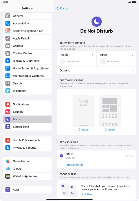 Press People and follow the instructions on the screen to select which contacts you would like to receive calls and notifications from when Do Not Disturb is turned on. Press People and follow the instructions on the screen to select which contacts you would like to receive calls and notifications from when Do Not Disturb is turned on.