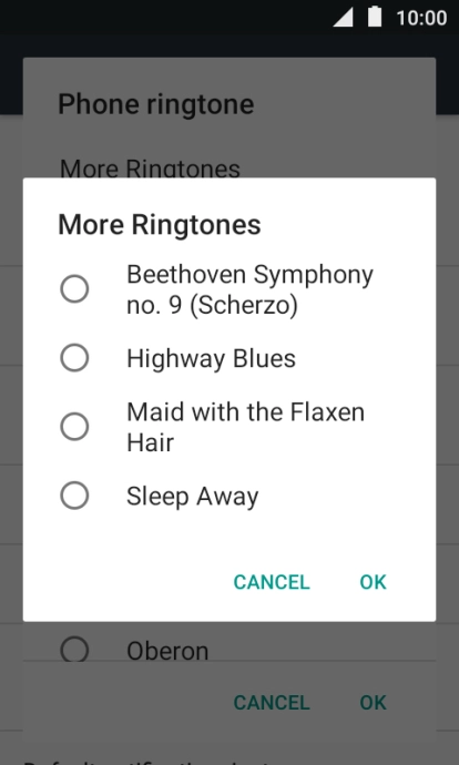 Press the required ring tone.