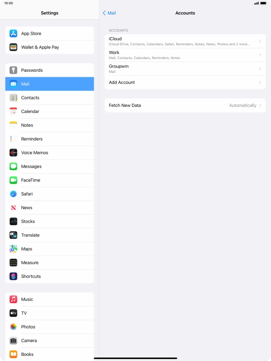 Press the name of the email account you've just set up.