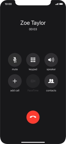 Press the end call icon to end the call.