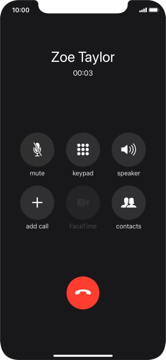 Press the end call icon to end the call.