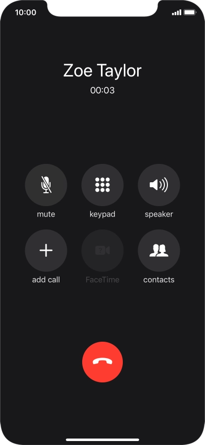 Press the end call icon to end the call.