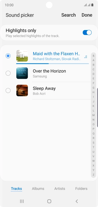 Once you've found a ring tone you like, press Done.