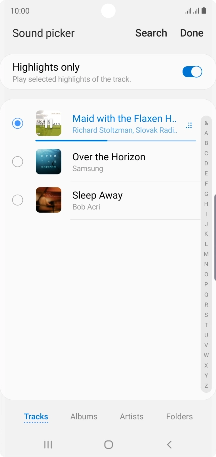 Once you've found a ring tone you like, press Done.