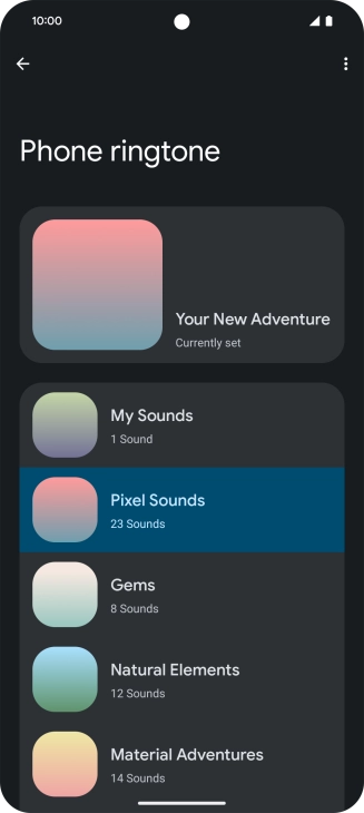 Press the required category.