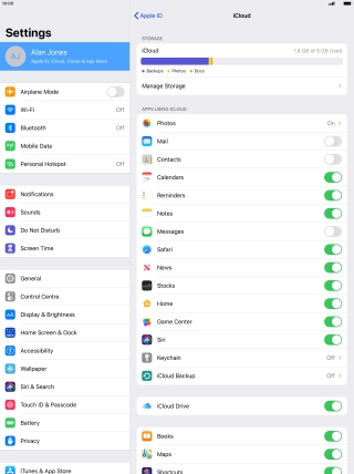 Press iCloud Backup.