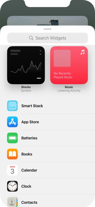 Press the required widget.