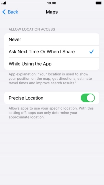 Press the required setting to turn the function on or off.
