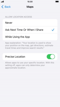 Press the required setting to turn the function on or off.