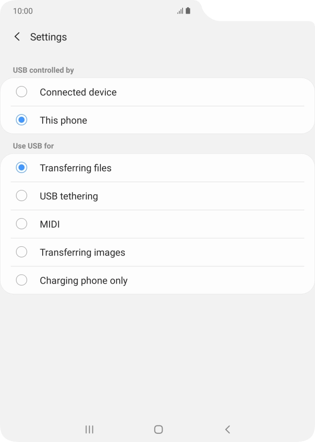 Press Transferring files to turn on the function.